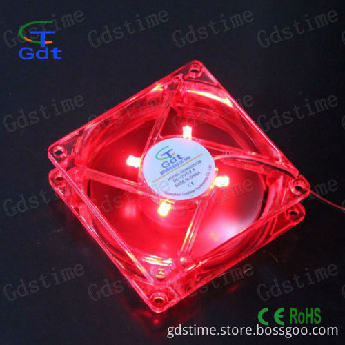 80mm 80mm*80mm*25mm Transparent High Cooling Effect Led Auto Cooling Fan 12v DC